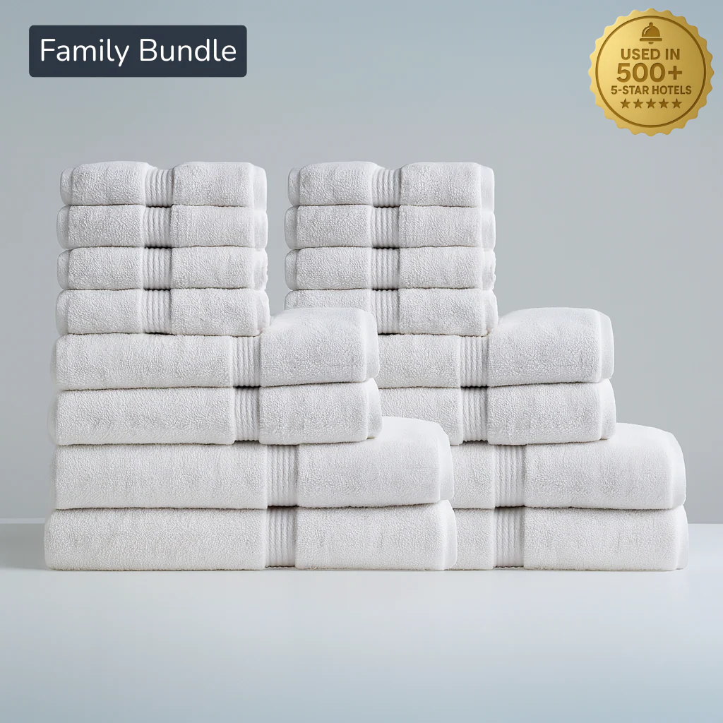 Egyptian Cotton Family Bath Bundle - Hotel-Quality Luxury (16pcs)